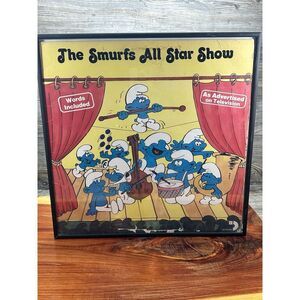The Smurfs All Star‎ Show 12" LP Vinyl 1981 Sessions Record 80s In 12x12 Frame